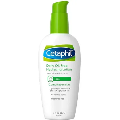 A tied FEMMENORDIC's choice in the Cetaphil vs Eucerin comparison, the Daily Oil-Free Hydrating Lotion by Cetaphil