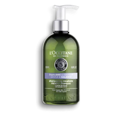 Aromachologie Gentle & Balance Micellar Shampoo by L'Occitane, the best French shampoo for normal hair types.