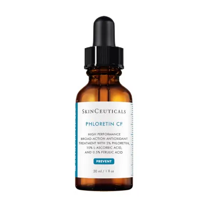 Phloretin CF Serum by SkinCeuticals, diminishes the appearance of discolouration and improves skin tone & texture..