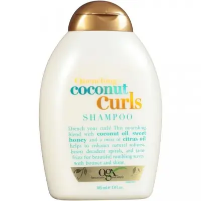 A tied FEMMENORDIC's choice in the OGX vs Shea Moisture comparison, OGX Quenching + Coconut Curls Shampoo