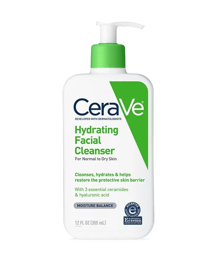 Hydrating Facial Cleanser by CeraVe, hydrating cleanser for normal-to-dry skin.