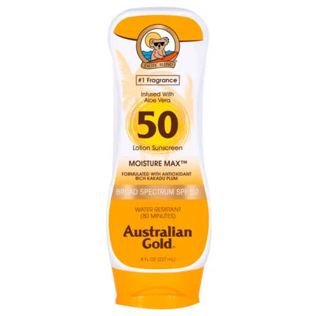 FEMMENORDIC's choice in the Hawaiian Tropic vs Australian Gold sunscreen comparison, the Australian Gold Moisture Max Sunscreen Lotion