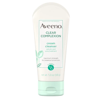 FEMMENORDIC's choice in the CeraVe vs Aveeno for acne comparison, the Aveeno Clear Complexion Cream Face Cleanser with SA