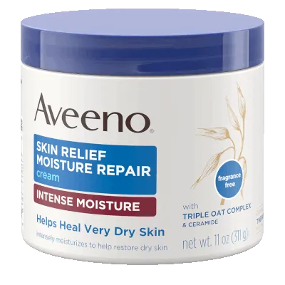 A close second in the Aveeno vs CeraVe moisturizer comparison, the Aveeno Skin Relief Moisture Repair Cream.