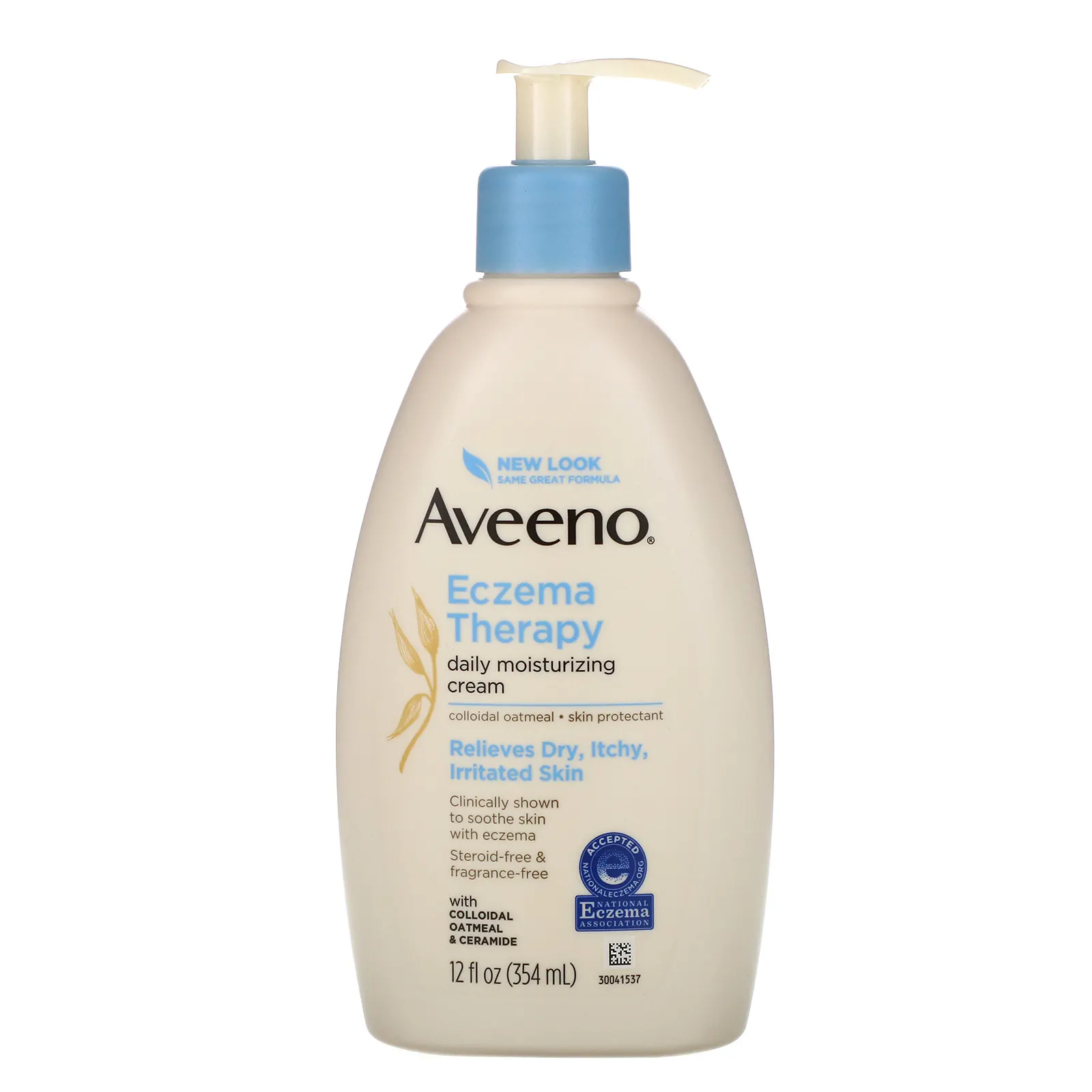 Eczema Therapy Daily Moisturizing Cream by Aveeno, clinically shown to help reduce the itching and irritation of eczema.