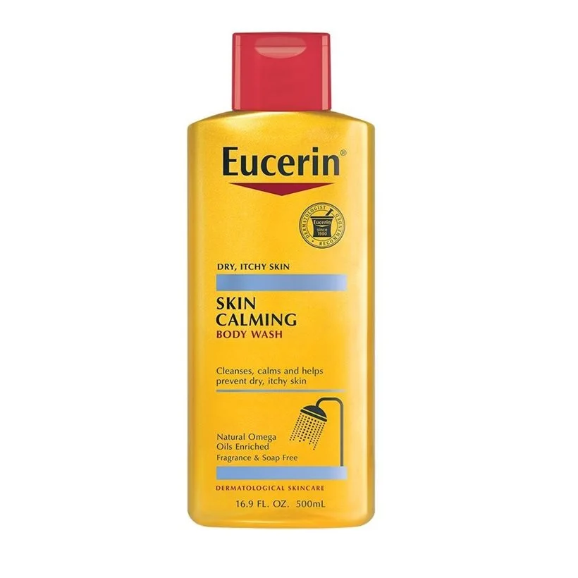 A tied FEMMENORDIC's choice in the CeraVe vs Eucerin comparison, the Skin Calming Body Wash by Eucerin