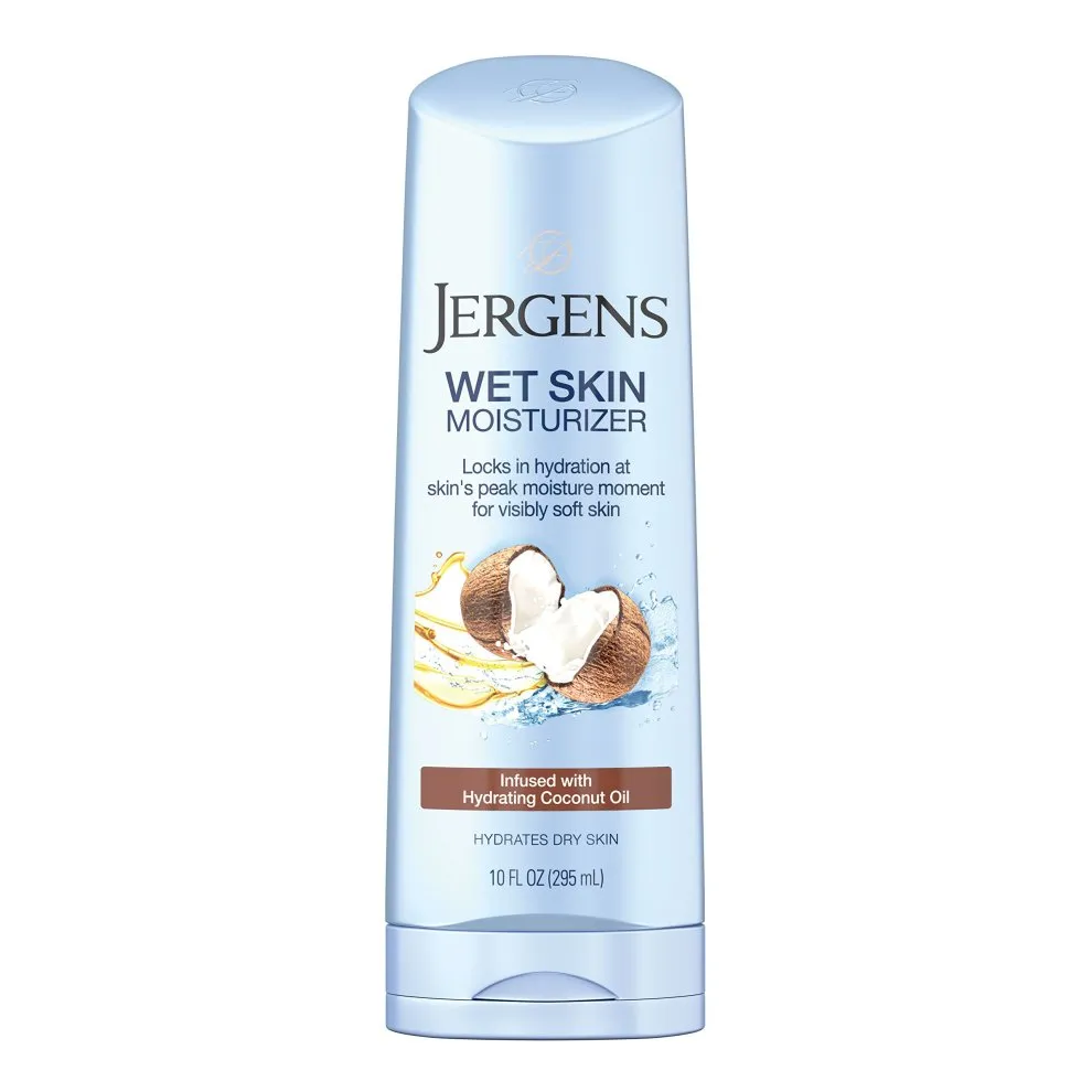 FEMMENORDIC's choice in the Jergens vs Nivea shower lotion comparison, the Jergens Wet Skin Moisturizer