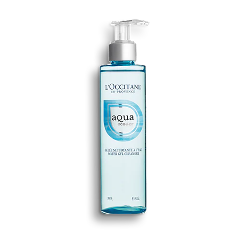 Aqua Reotier Water Gel Cleanser by L'Occitane, one of the best French cleansers for all skin types.