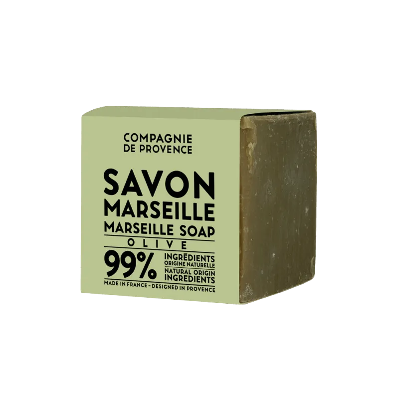 Savon de Marseille Soap Cube (Olive) by Compagnie de Provence, a variation of the previous French milled soap.