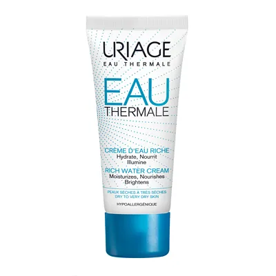 Thermal Water Rich Water Cream by Uriage, a hydrating shea butter face cream for 24h comfort.
